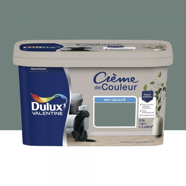 Peinture multi-supports Dulux Valentine Crème de Couleur Finition Mat Ver céladon - 2,5L