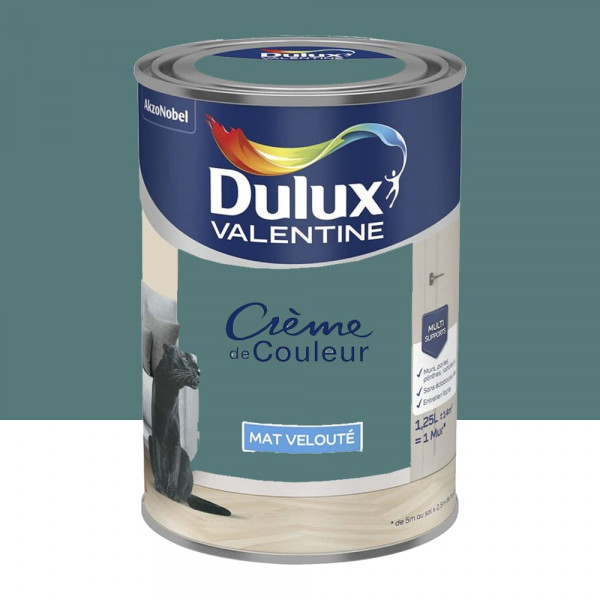Peinture multi-supports Dulux Valentine Crème de Couleur Finition Mat Eucalyptus - 1,25L