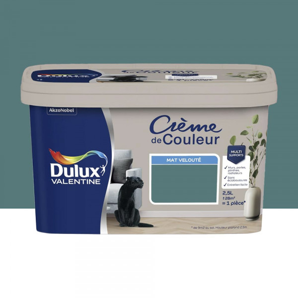 Peinture multi-supports Dulux Valentine Crème de Couleur Finition Mat Eucalyptus - 2,5L