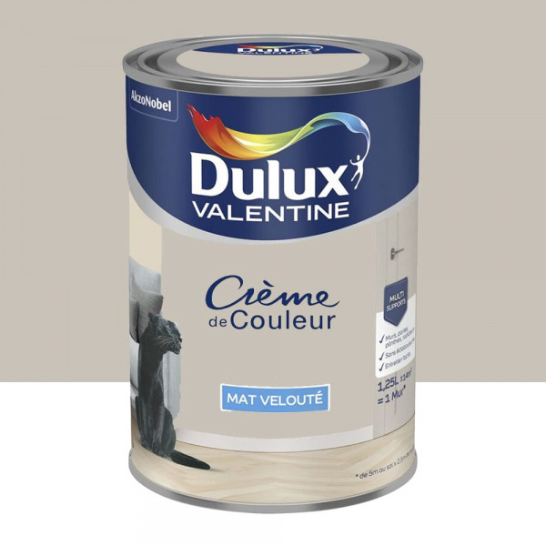Peinture multi-supports Dulux Valentine Crème de Couleur Finition Mat Grain de sable - 1,25L