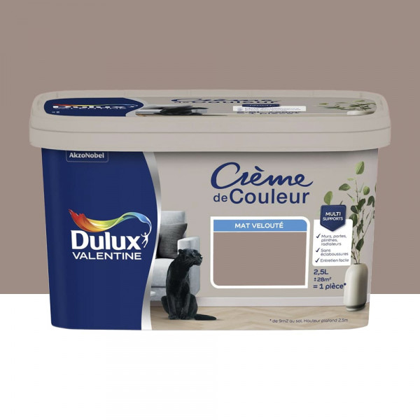 Peinture multi-supports Dulux Valentine Crème de Couleur Finition Mat Taupe - 2,5L