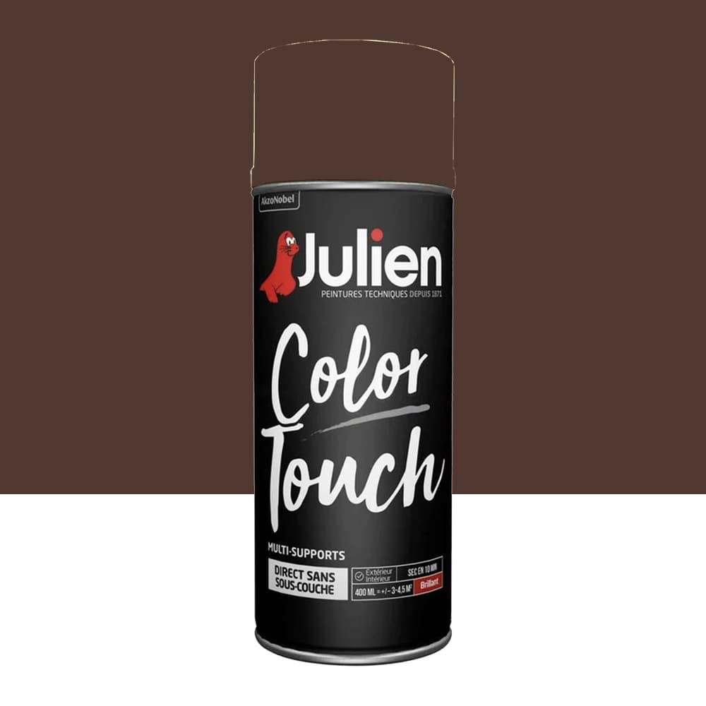 Bombe de peinture JULIEN Color Touch Brun châtaigne ral 8016 Brillant - 400ml Bombe de peinture JULIEN Color Touch Brun châtaigne ral 8016 Brillant - 400ml