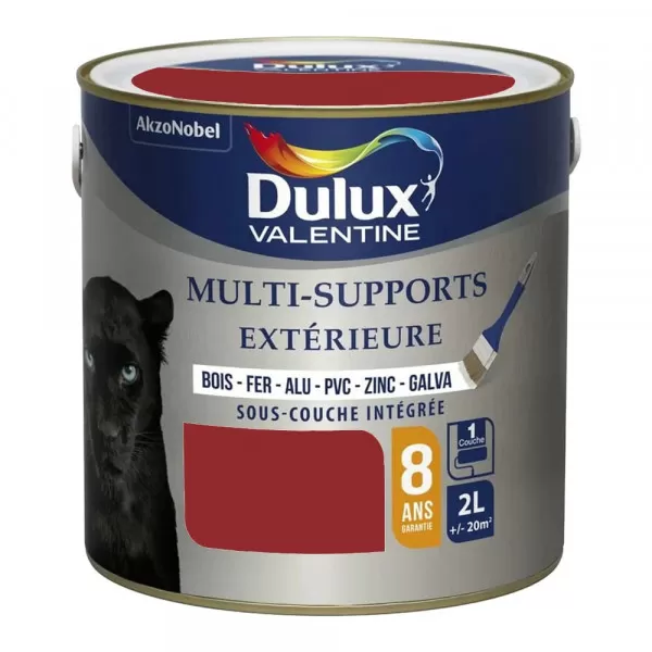 Peinture Dulux Valentine multi-supports extérieure Rouge piment - 2L