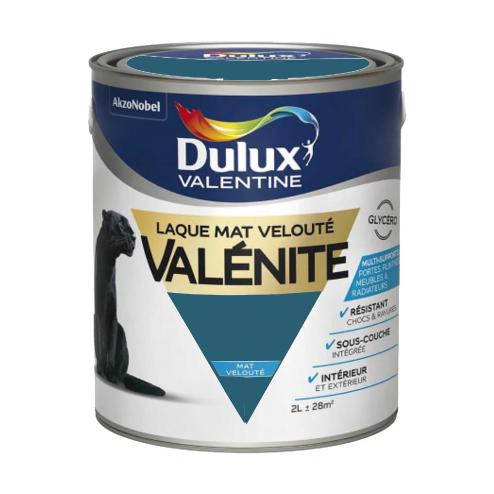 Laque mat velouté Dulux Valentine Valénite Bleu paon - 2L Laque mat velouté Dulux Valentine Valénite Bleu paon - 2L