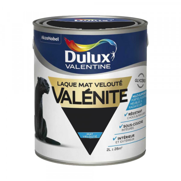 Laque mat velouté Dulux Valentine Valénite Noir - 2L