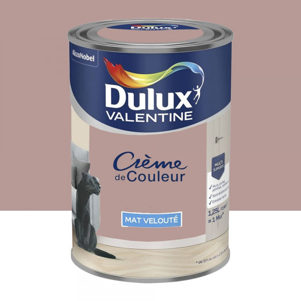 Peinture multi-supports Dulux Valentine Crème de Couleur Finition Mat Vieux rose - 1,25L