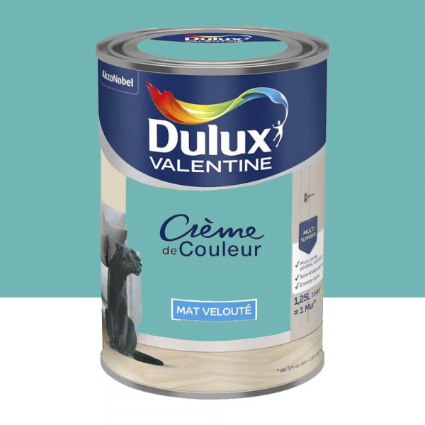 Peinture multi-supports Dulux Valentine Crème de Couleur Finition Mat Ver jade - 1,25L