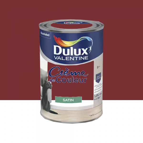 Peinture multi-supports Dulux Valentine Crème de Couleur Satin Rouge Glamour - 1,25L