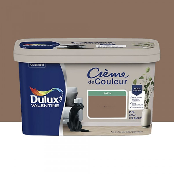 Peinture multi-supports Dulux Valentine Crème de Couleur Satin Havane - 2,5L