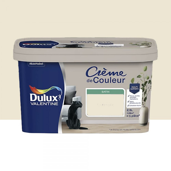 Peinture multi-supports Dulux Valentine Crème de Couleur Satin Zéphir d'ivoire - 2,5L