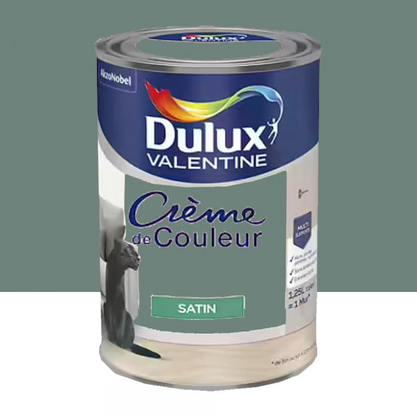Peinture multi-supports Dulux Valentine Crème de Couleur Satin Vert céladon - 1,25L