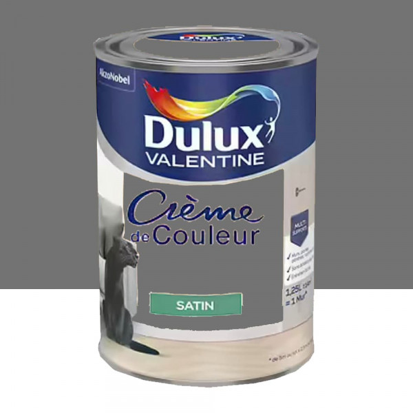 Peinture multi-supports Dulux Valentine Crème de Couleur Satin Pierre de lave - 1,25L