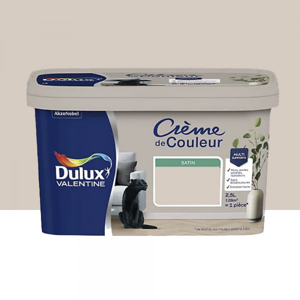 Peinture multi-supports Dulux Valentine Crème de Couleur Satin Beige parfait - 2,5L