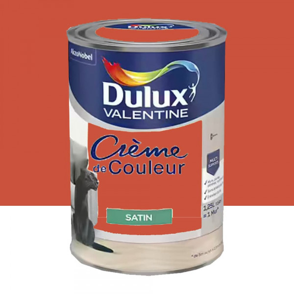 Peinture multi-supports Dulux Valentine Crème de Couleur Satin Orange sanguine - 1,25L