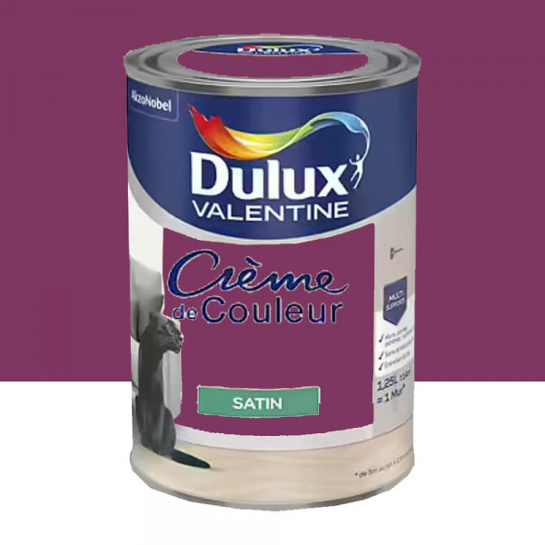 Peinture multi-supports Dulux Valentine Crème de Couleur Satin Crème de cassis - 1,25L