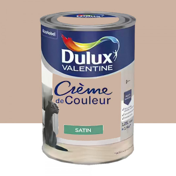 Peinture multi-supports Dulux Valentine Crème de Couleur Satin Rose de sables - 1,25L