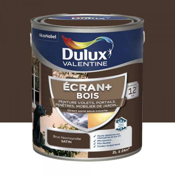 Peinture DULUX VALENTINE Ecran+ Bois Brun Normandie - 2L