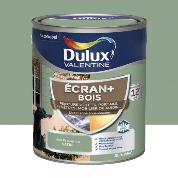 Peinture DULUX VALENTINE Ecran+ Bois Vert provence - 2L