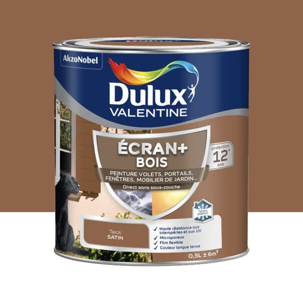 Peinture DULUX VALENTINE Ecran+ Bois Teck - 0,5L