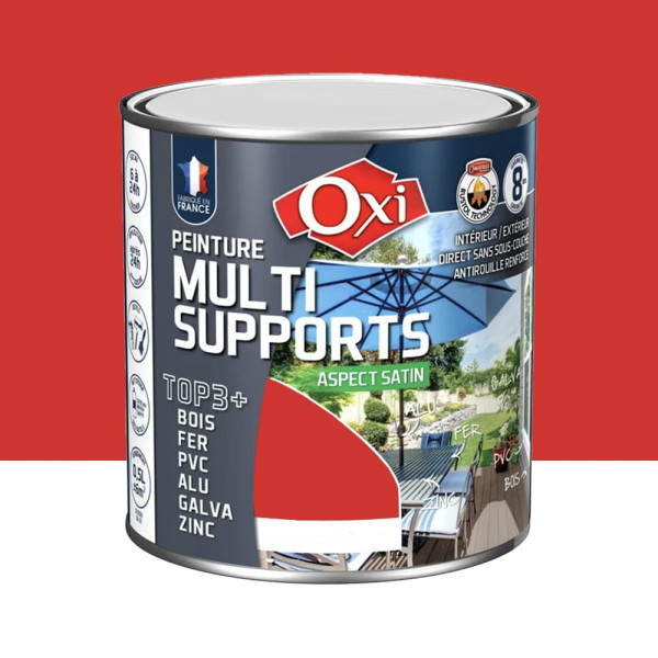 Peinture Multi-Supports Top3+ OXI Rouge vif - 0,5L
