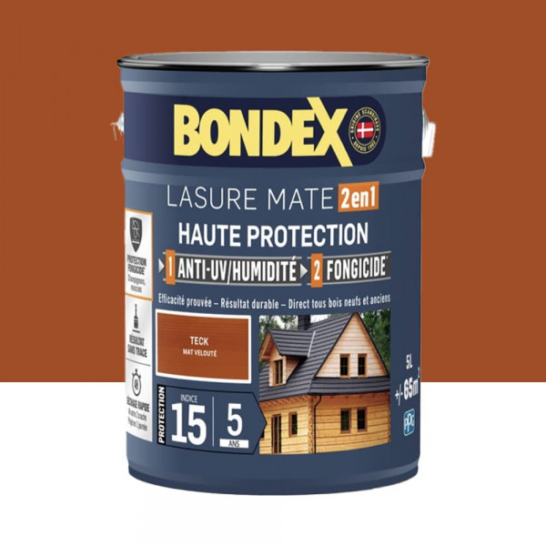 Lasure 2en1 BONDEX Haute Protection 5ans Teck - 5L