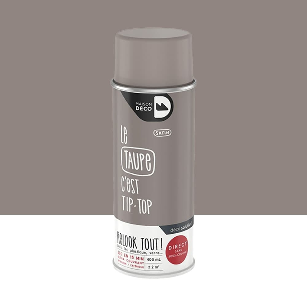 Bombe de peinture MAISON DECO les couleurs taupe satin - 400ml Bombe de peinture MAISON DECO les couleurs taupe satin - 400ml