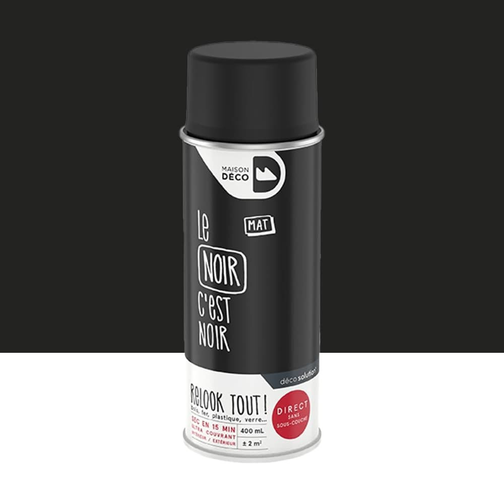 Bombe de peinture MAISON DECO les couleurs noir mat - 400ml Bombe de peinture MAISON DECO les couleurs noir mat - 400ml