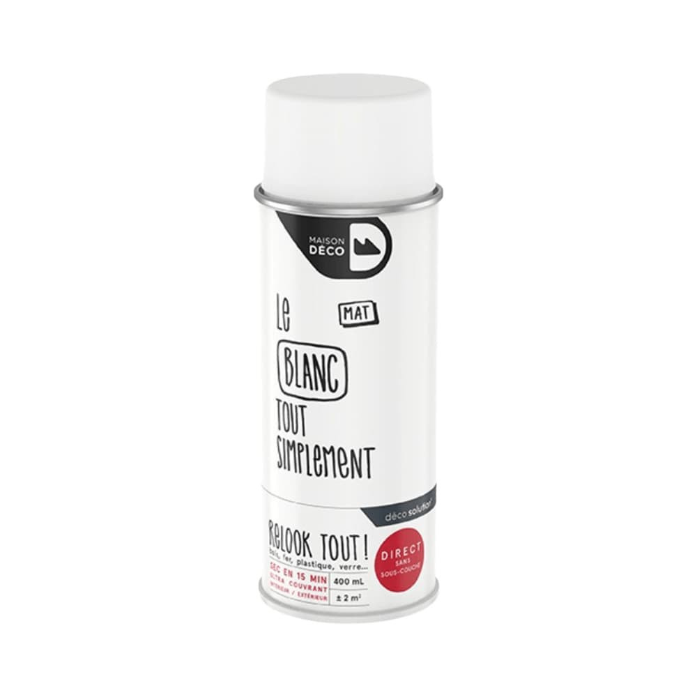 Bombe de peinture MAISON DECO les couleurs blanc mat - 400ml Bombe de peinture MAISON DECO les couleurs blanc mat - 400ml