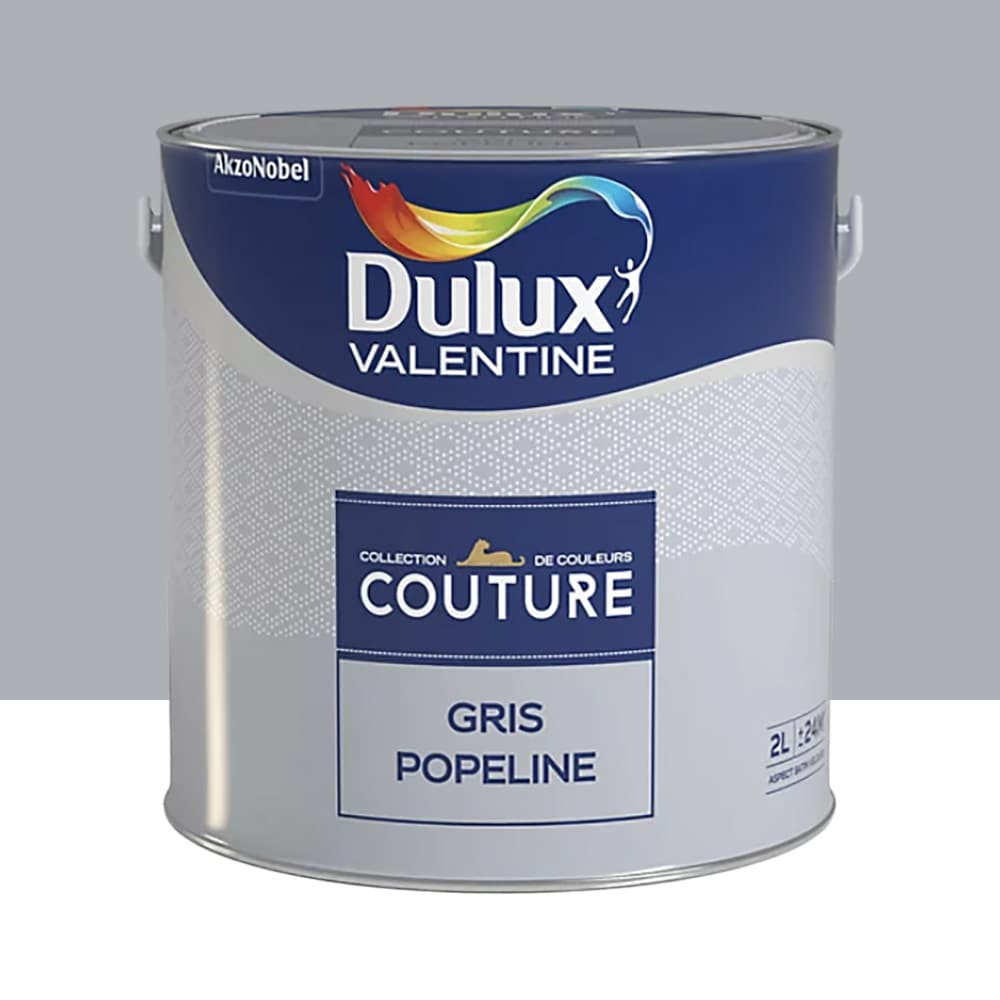 Peinture acrylique Dulux Valentine Couture Gris popeline - 2L Peinture acrylique Dulux Valentine Couture Gris popeline - 2L