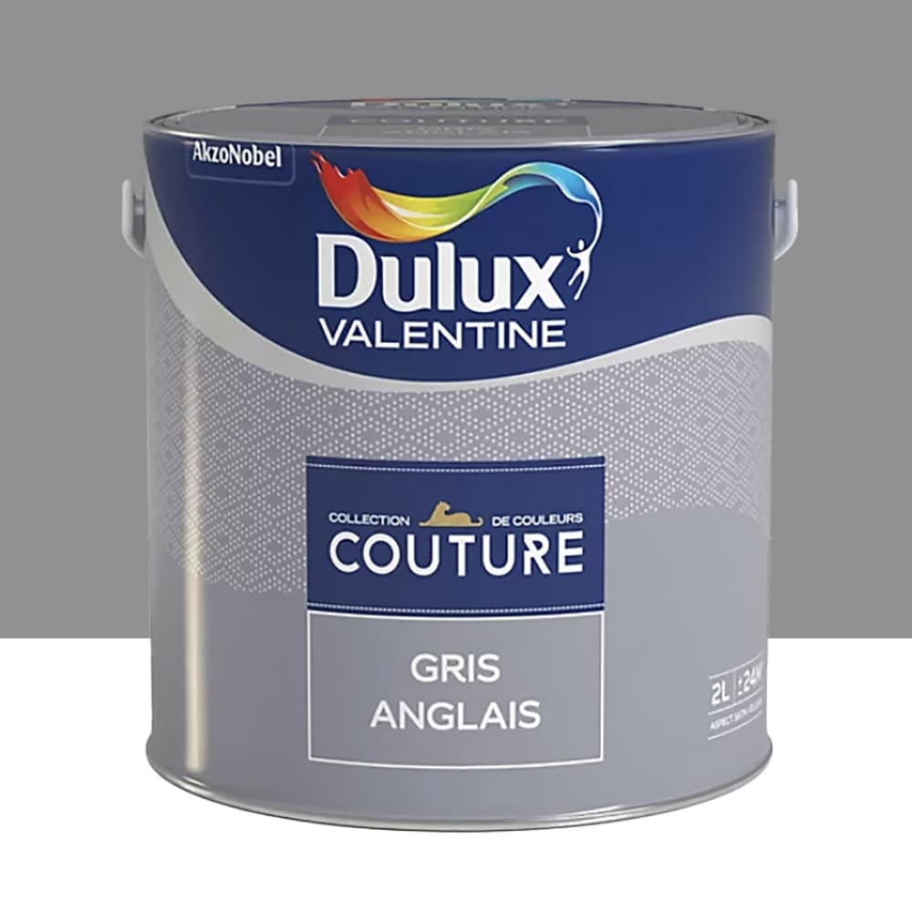 Peinture acrylique Dulux Valentine Couture Gris anglais - 2L Peinture acrylique Dulux Valentine Couture Gris anglais - 2L