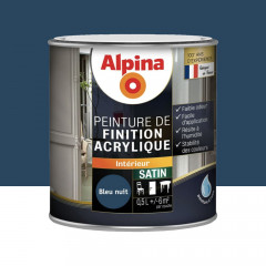 Peinture de finition boiseries intérieures acrylique Alpina Satin Bleu nuit - 0,5L