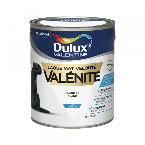 Laque Mat Velouté Dulux Valentine Valénite Blanc de blanc - 2L
