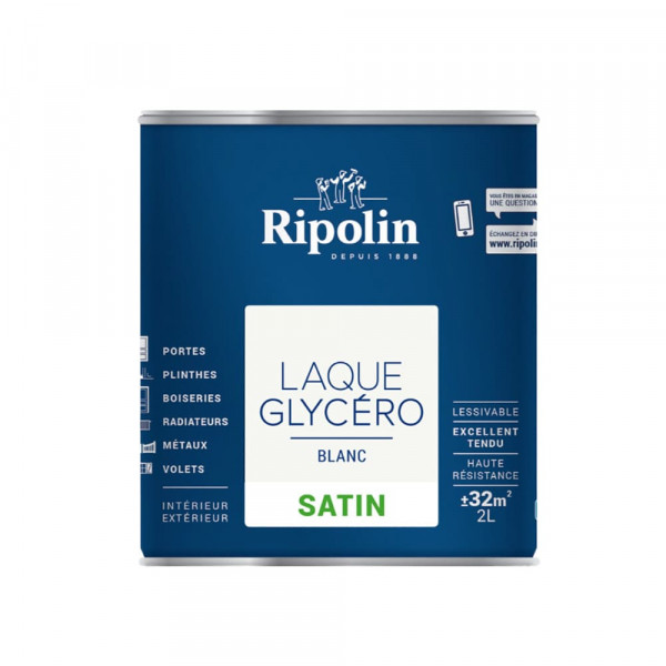 Laque Glycéro Ripolin Satin Blanc - 2L