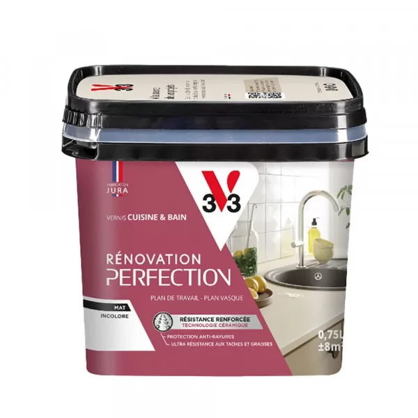 Vernis Rénovation Perfection Cuisine et bain V33 Incolore Mat - 0,75L