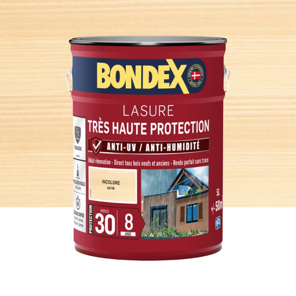 BONDEX Lasure Très Haute Protection 8 ans Incolore - 5L BONDEX Lasure Très Haute Protection 8 ans Incolore - 5L