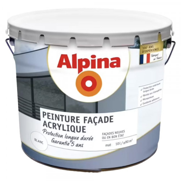 Peinture Façade Acrylique ALPINA Blanc - 10L