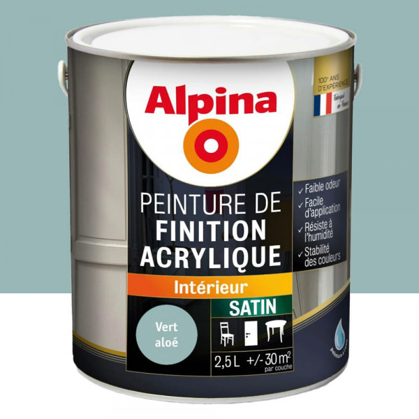 Peinture de finition acrylique Alpina Vert aloé - 2,5L