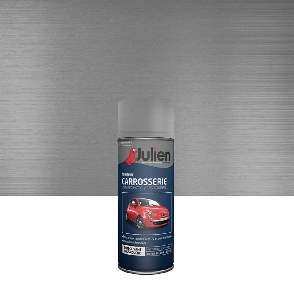 Bombe de peinture JULIEN Carrosserie Gris Platine métal - 400ml Bombe de peinture JULIEN Carrosserie Gris Platine métal - 400ml