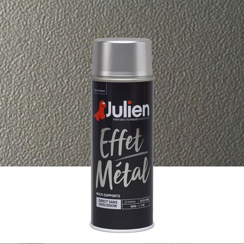 Bombe de peinture JULIEN Effet Métal Argent - 400ml Bombe de peinture JULIEN Effet Métal Argent - 400ml
