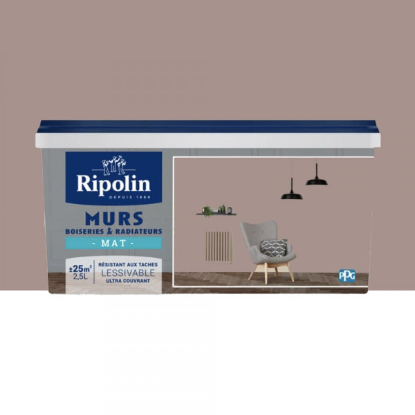 Peinture Murs, Boiseries, Radiateurs RIPOLIN Mat Brun Midi - 2,5L