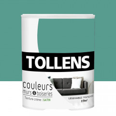 Peinture TOLLENS Couleurs Murs & Boiseries Satin Vert expression - 0,75L