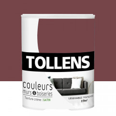 Peinture TOLLENS Couleurs Murs & Boiseries Satin Lie de vin tendance - 0,75L