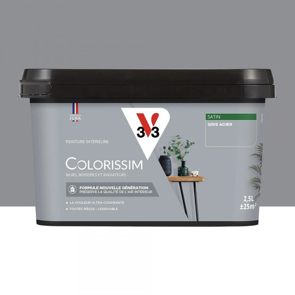 Peinture intérieure V33 Colorissim Satin Gris Acier - 2,5L