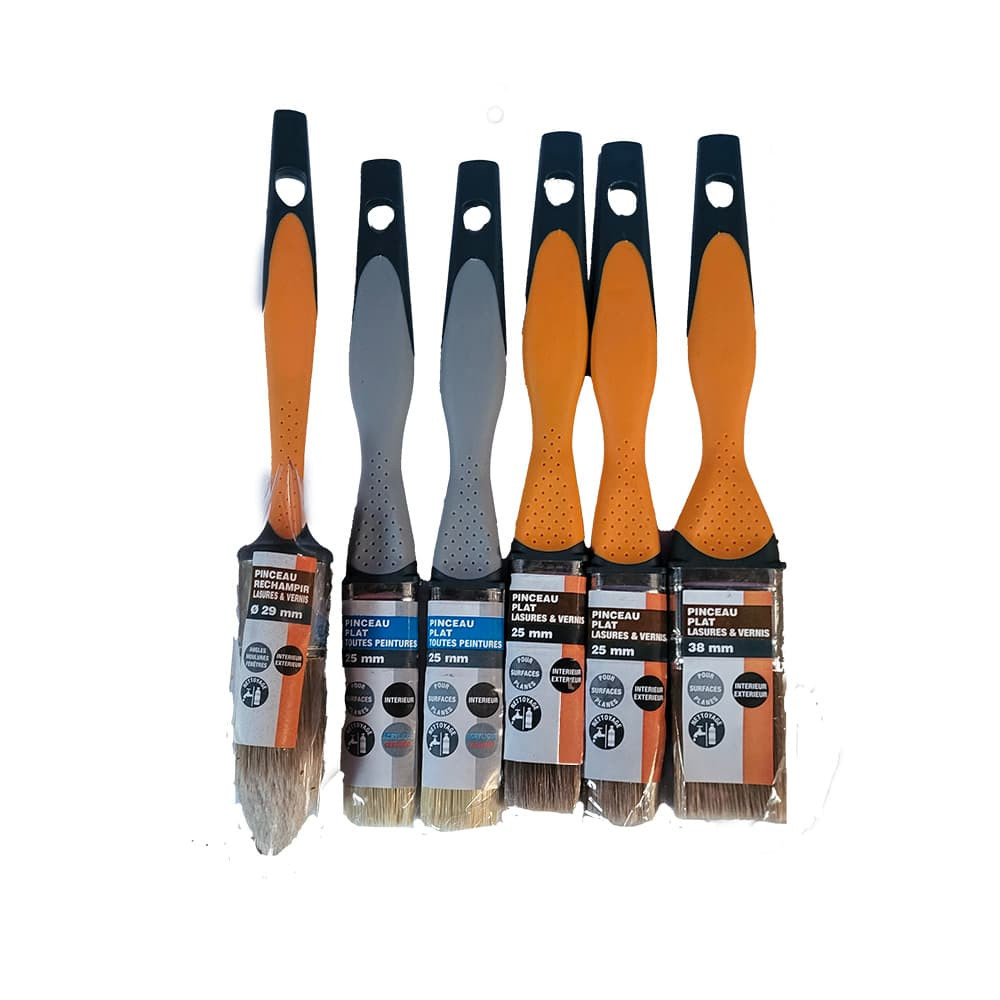 Ensemble 6 Pinceaux Spécial Lasures et vernis