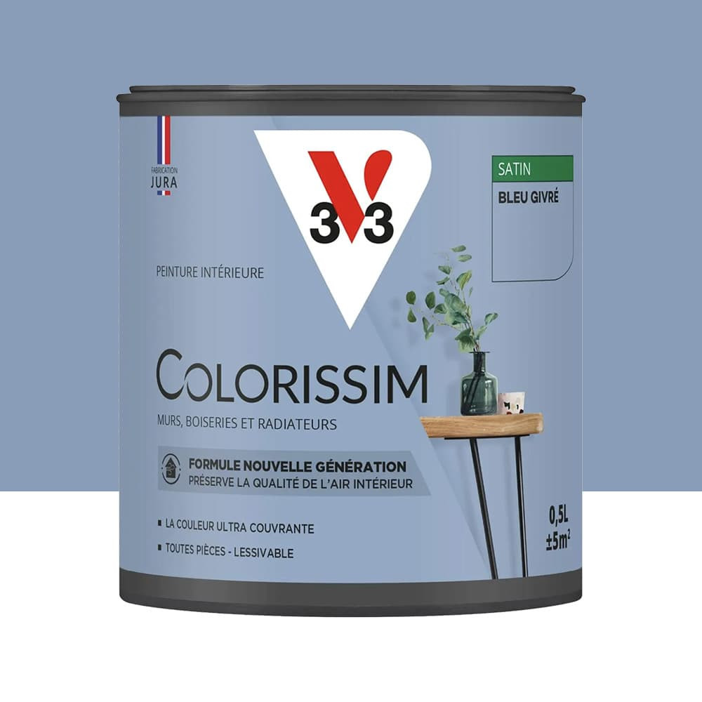Peinture intérieure V33 Colorissim Satin Bleu givré - 0,5L Peinture intérieure V33 Colorissim Satin Bleu givré - 0,5L