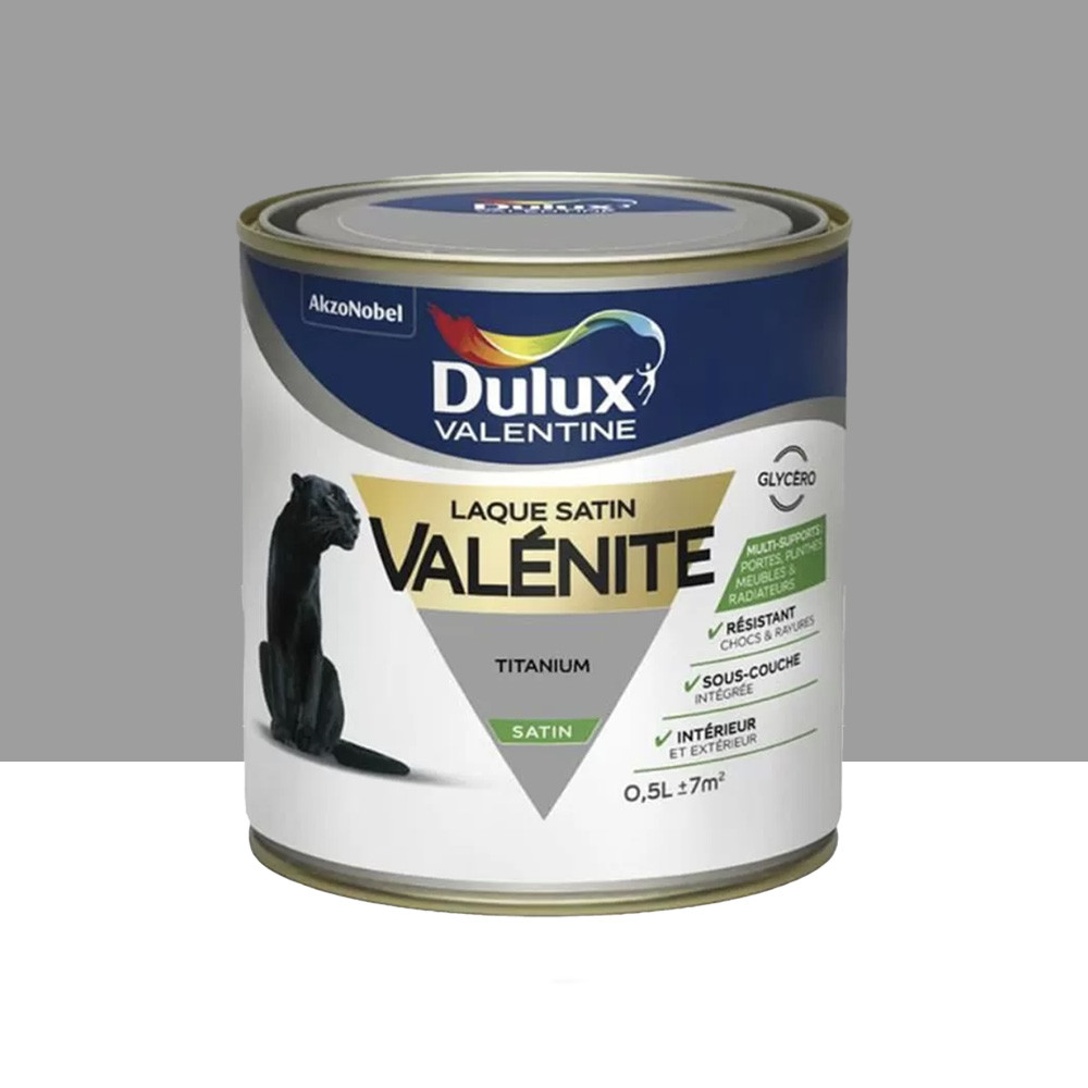 Laque satin Dulux Valentine Valénite Titanium - 0,5L Laque satin Dulux Valentine Valénite Titanium - 0,5L