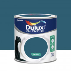 Peinture acrylique satin DULUX VALENTINE Crème de couleur Bleu paon - 0,5L