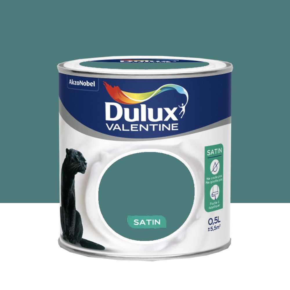 Peinture acrylique satin DULUX VALENTINE Crème de couleur Eucalyptus - 0,5L Peinture acrylique satin DULUX VALENTINE Crème de couleur Eucalyptus - 0,5L