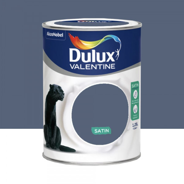 Peinture acrylique satin DULUX VALENTINE Crème de couleur Bleu ardoise - 1,25L