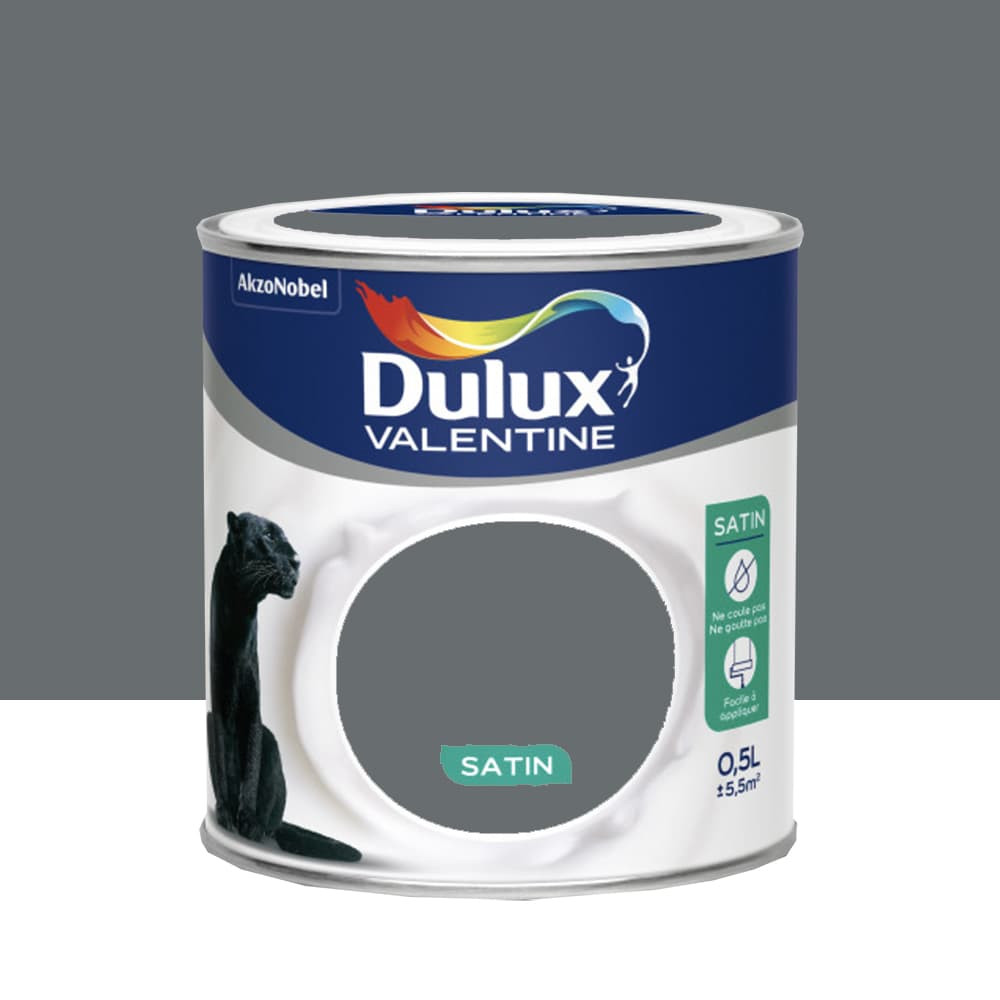 Peinture acrylique satin DULUX VALENTINE Crème de couleur Anthracite - 0,5L Peinture acrylique satin DULUX VALENTINE Crème de couleur Anthracite - 0,5L